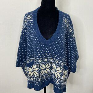 Denim Supply Ralph Lauren Woman S/M Alpaca Wool Knit Fair Isle Poncho Sweater